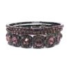 Kit com 3 Pulseiras Grafite com Strass Rose