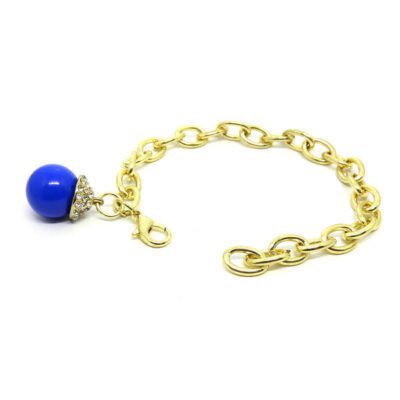 Pulseira com Elos e Bola Azul