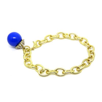 Pulseira com Elos e Bola Azul