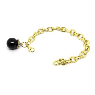 Pulseira com Elos e Bola Preta