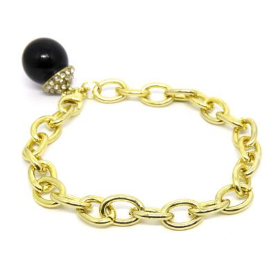 Pulseira com Elos e Bola Preta