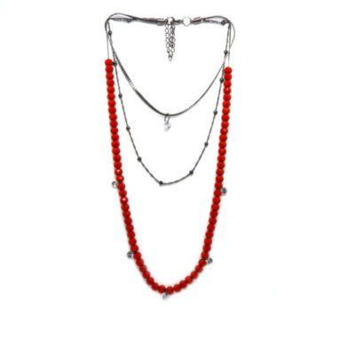 Choker Triplo Com Cristais Vermelhos