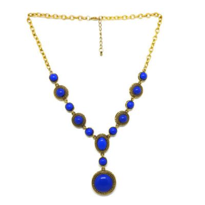 Colar Boho Dourado com Azul