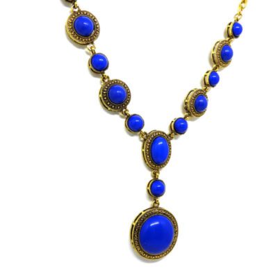 Colar Boho Dourado com Azul