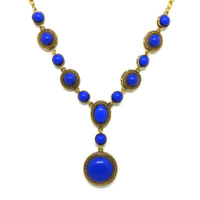 Colar Boho Dourado com Azul