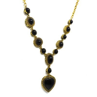 Colar Boho Dourado com Coração Preto