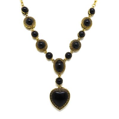 Colar Boho Dourado com Coração Preto