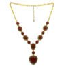 Colar Boho Dourado com Coração Vermelho
