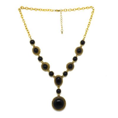 Colar Boho Dourado com Preto