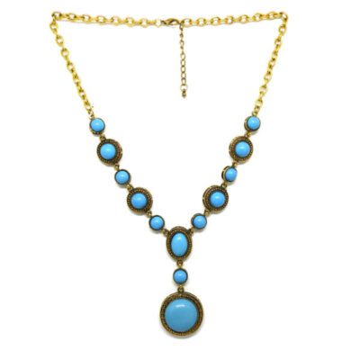 Colar Boho Dourado com Turquesa