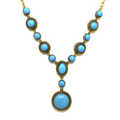 Colar Boho Dourado com Turquesa