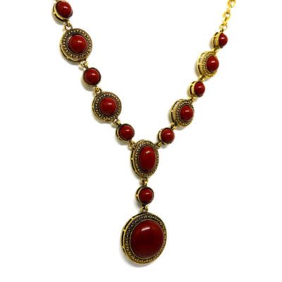 Colar Boho Dourado com Vermelho