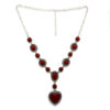 Colar Boho Prata com Coração Vermelho
