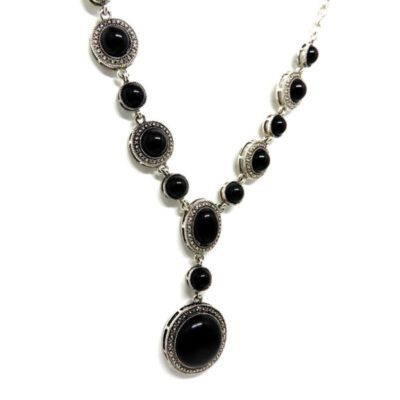 Colar Boho Prata com Preto