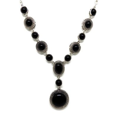 Colar Boho Prata com Preto