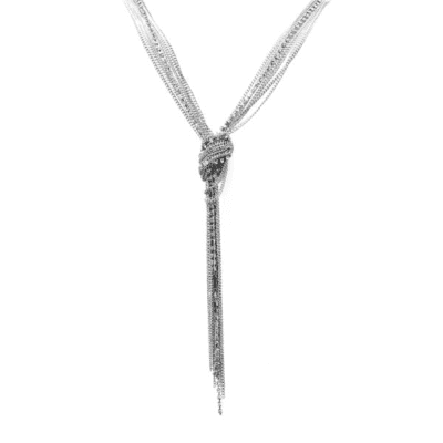 Colar Prata com Franjas e Strass