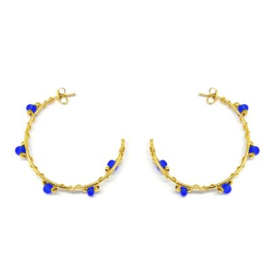 Brinco Argola Dourada com Azul