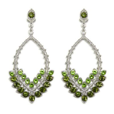 Brinco Prata com Strass Verde