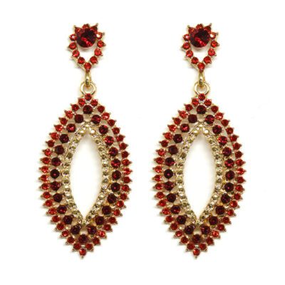 Brinco Dourado com Strass Vermelho