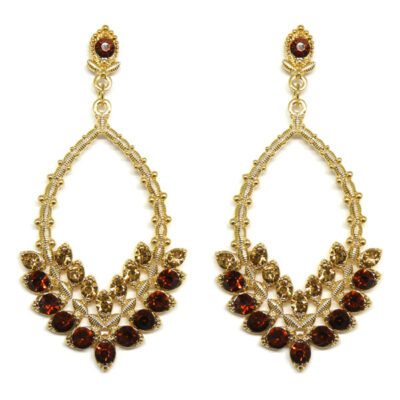 Brinco Dourado com Strass Caramelo