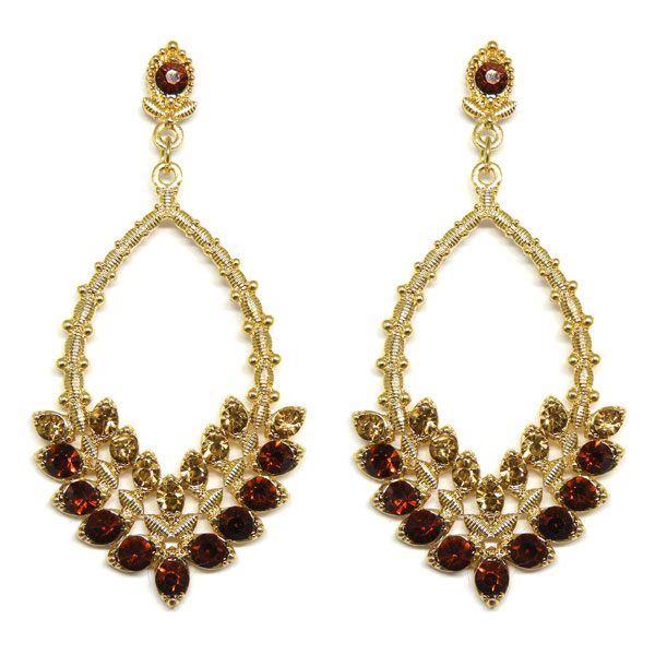 Brinco Dourado com Strass Caramelo