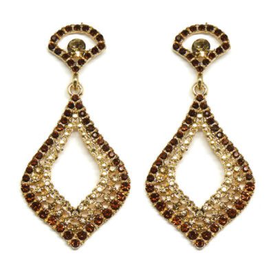 Brinco Dourado de Strass Caramelo