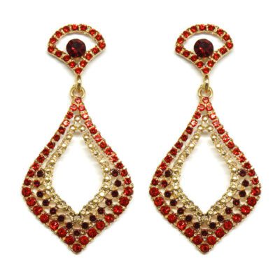 Brinco Dourado de Strass Vermelho