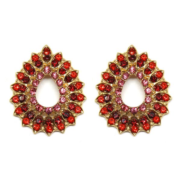 Brinco Gota Com Strass Vermelho