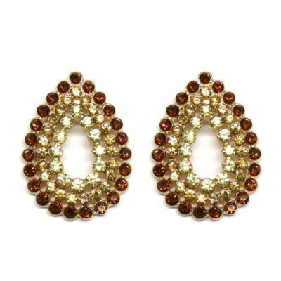 Brinco Pequeno Gota Strass Caramelo e Amarelo