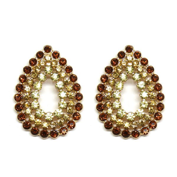 Brinco Pequeno Gota Strass Caramelo e Amarelo