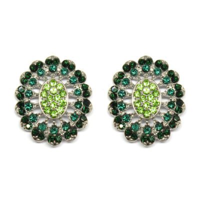 Brinco Pequeno Arabesco com Strass Verde