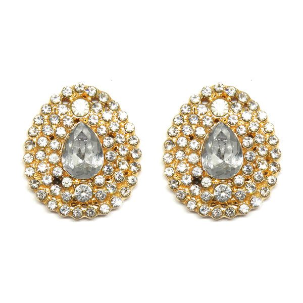 Brinco Gota Dourado com Strass