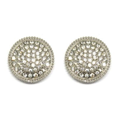 Brinco Pizza Prata com Strass