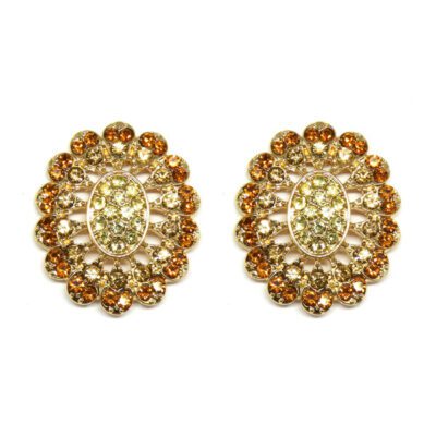 Brinco Pequeno Arabesco com Strass Caramelo