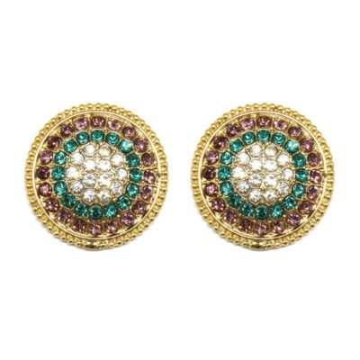rinco Pizza Dourado com Strass Lilás e Verde