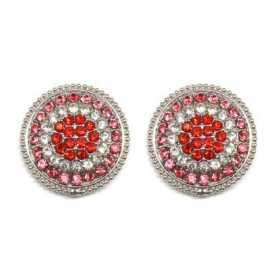 Brinco Pizza Prata com Strass Vermelho