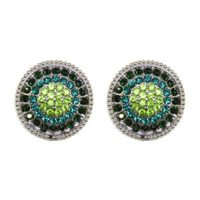 Brinco Pizza Prata com Strass Verde