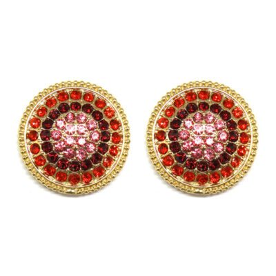 Brinco Pizza Dourado com Strass Vermelho