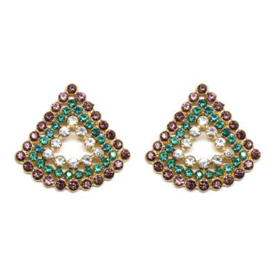 Brinco Triangular Lilás e Esmeralda