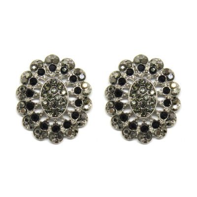 Brinco Pequeno Arabesco com Strass Grafite e Preto