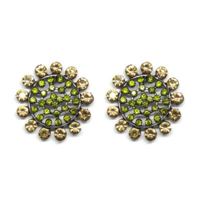 Brinco Pizza com Strass Verde e Amarelo