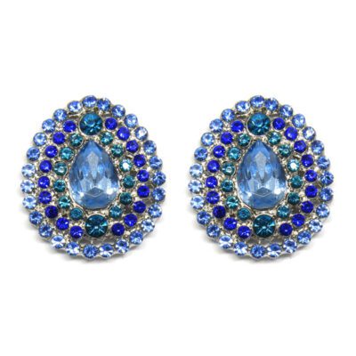 Brinco Gota Com Strass Azul