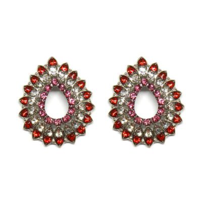 Brinco Gota Com Strass Vermelho e Cristal
