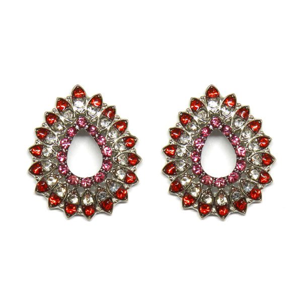 Brinco Gota Com Strass Vermelho e Cristal