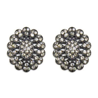 Brinco Pequeno Arabesco Grafite com Strass