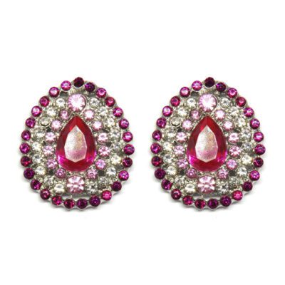 Brinco Gota Com Strass Rosa