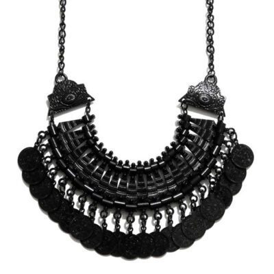 Maxi Colar Boho Preto com Moedas