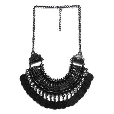 Maxi Colar Boho Preto com Moedas