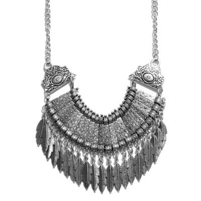Maxi Colar Turco Prata com Folhas
