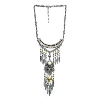 Colar Boho Prata e Branco